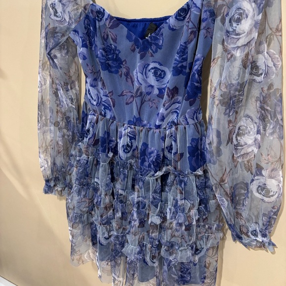 Lulus adoring whimsy blue floral ruffle dress - Picture 5 of 5